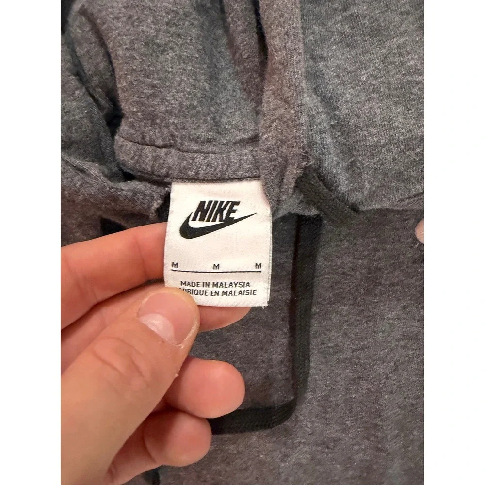 Nike Sportswear Mens Pullover Hoodie Charcoal Gray Embroidered Logo Size M